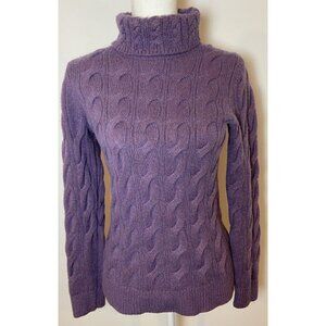 L.L. Bean Sweater Turtleneck Wool Acrylic Cableknit Purple Size Small S